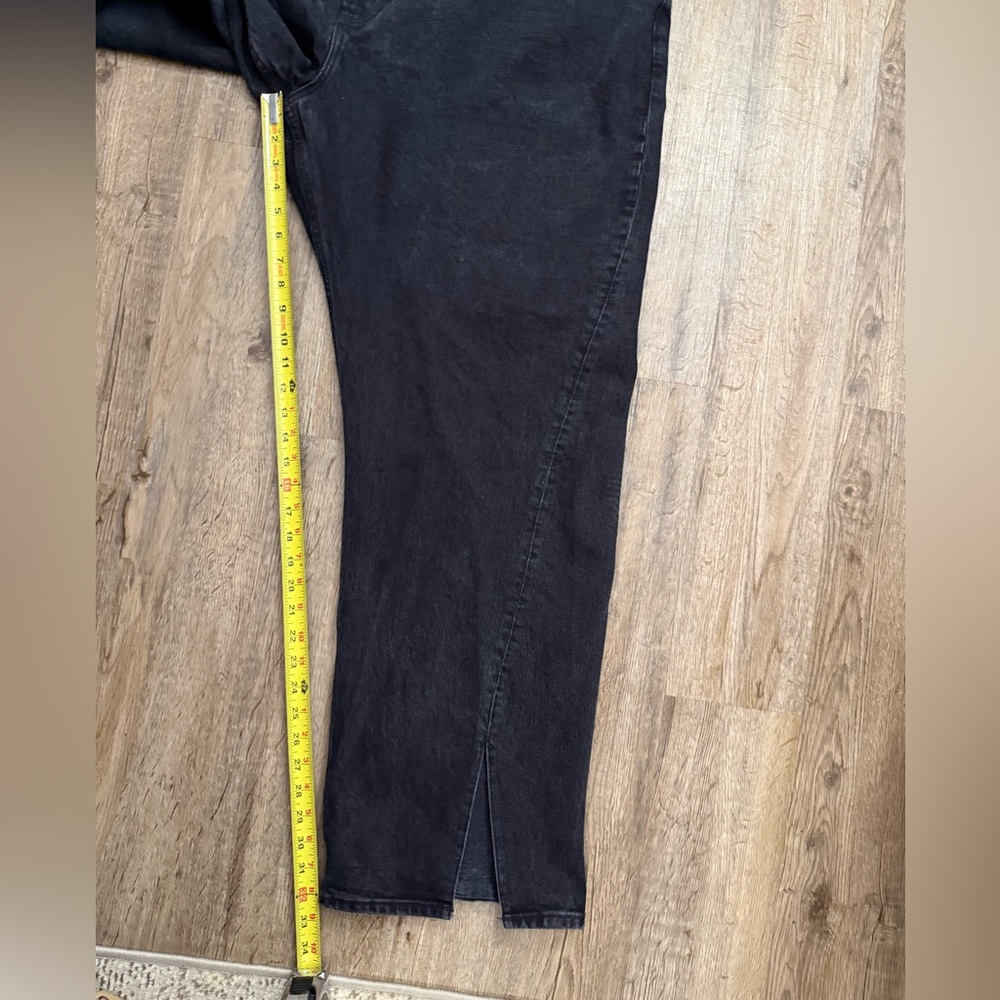Abercrombie & Fitch Black High-Rise Straight Jeans with Front Slits Long Inseam - Picture 8 of 12